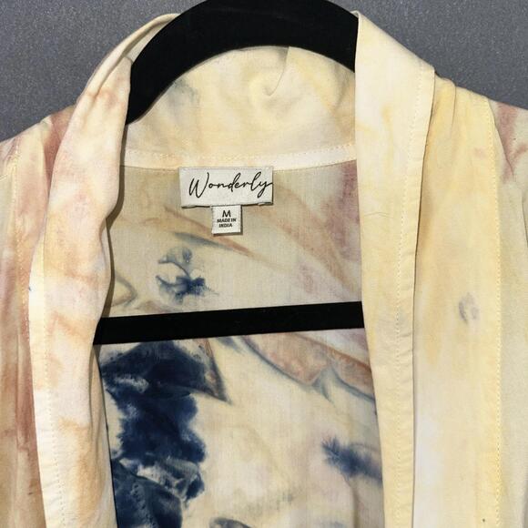 Wonderly Women's Kimono Tie Dye Sz M Artsy Boho Soft Long Robe Retro Festival - Picture 3 of 7